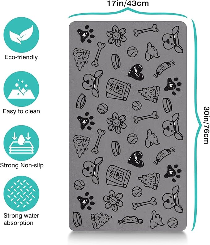 Pet Feeding Mat for Floors Waterproof Dog Mat for Food and Water Absorbent Quick Dry Non Slip mat for Cat Bowls