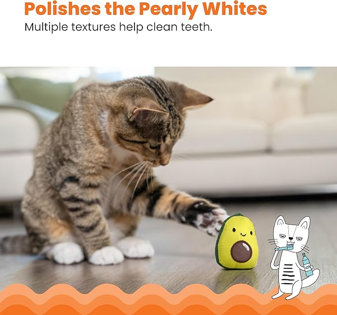 Catstages Lil' Avocato Cat Toy, Interactive Plush Avocado with Catnip, Kicker & Chew Toy for Indoor Cats, Encourages Active Play, Mental Stimulation, Dental Health, and Solo Fun, Green