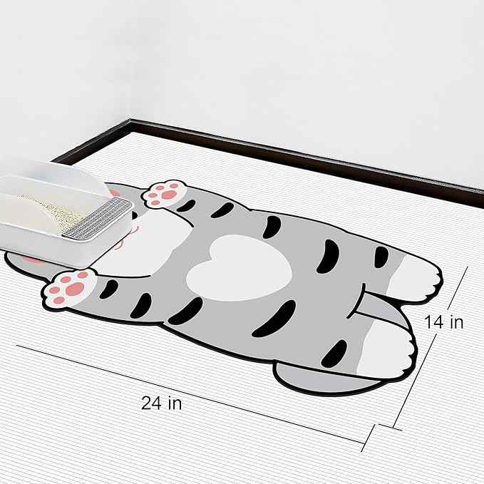 Cat Food Mats for Indoor 24"x14" Cat Feeding Bowl Mat Absorbent Quick Dry Mat Pet Feeding Mat (Grey)