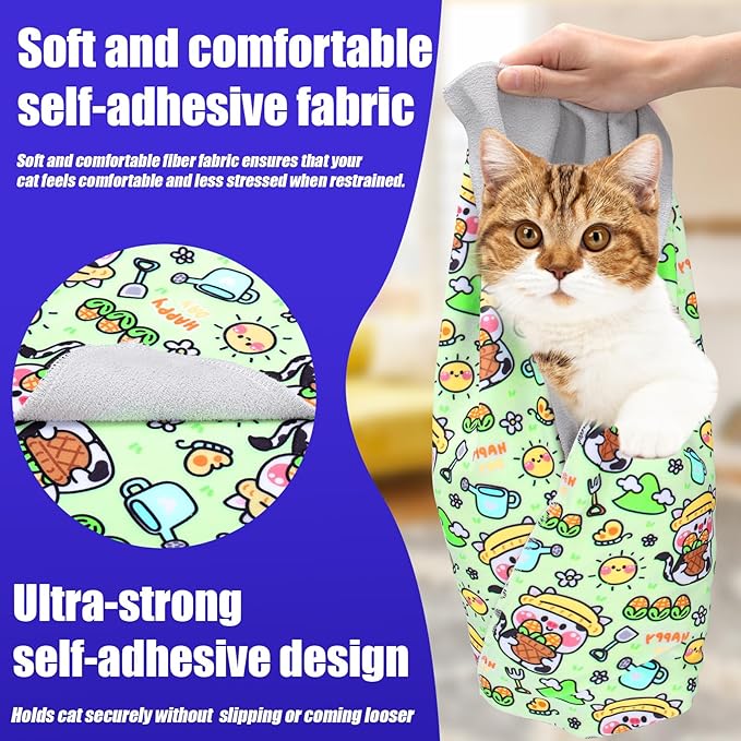 XANGNIER Cat Wrap for Grooming,Cat Restraint Wrap for Cutting Nails,Fabric Burrito Wrap for Nail Clipping, Anti-Scratch, Anti-Escape,Multifunctional Swaddle Wrap Pet Tool (20.8 x 20.8 Inch)