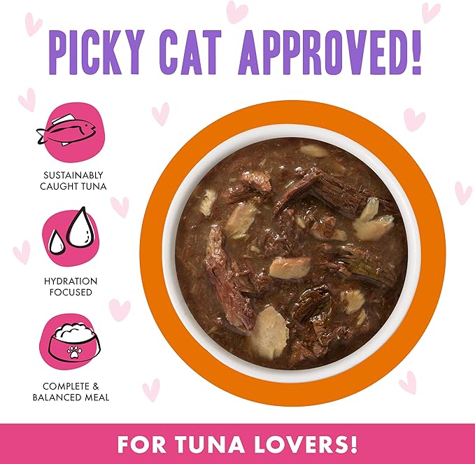 Weruva B.F.F. OMG - Best Feline Friend Oh My Gravy!, Tuna & Salmon Sweet Cheeks with Tuna & Salmon in Gravy Cat Food, 3oz Pouch (Pack of 12)