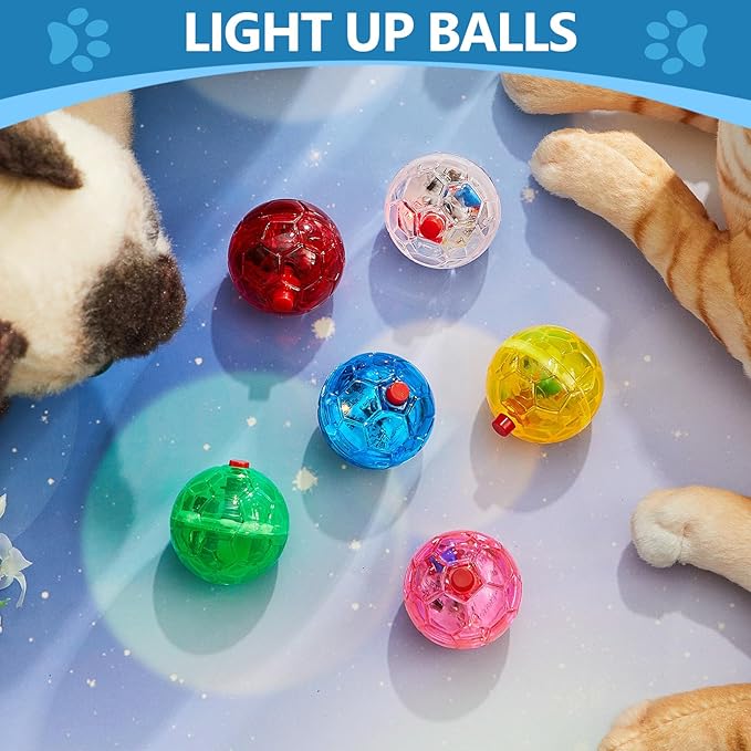 Sratte 6 Pieces Ghost Hunting Cat Ball Activated Cat Toy Motion LED Light Pet Balls Motion Dog Interactive Pet Toys Glowing Mini Running Exercise Supplies for Animals Activity (Bright Color)