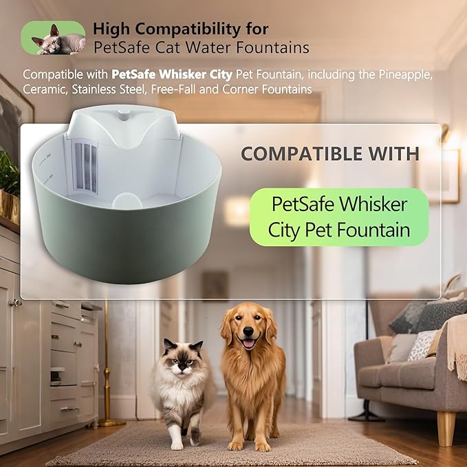 12 Pack Cat Water Fountain Filter Replacement Compatible With PetSafe Whisker City Automatic Pet Fountain, Small and Large Size Pet Water Fountain Replacement Filters(Small)