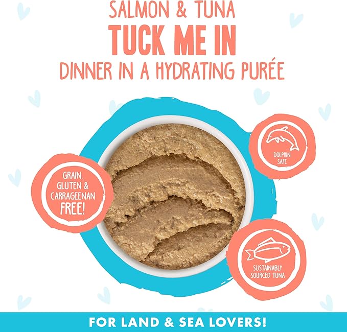 Weruva B.F.F. Play - Best Feline Friend Paté Lovers, Aw Yeah!, Salmon & Tuna Tuck Me in with Salmon & Tuna, 2.8oz Can (Pack of 12)