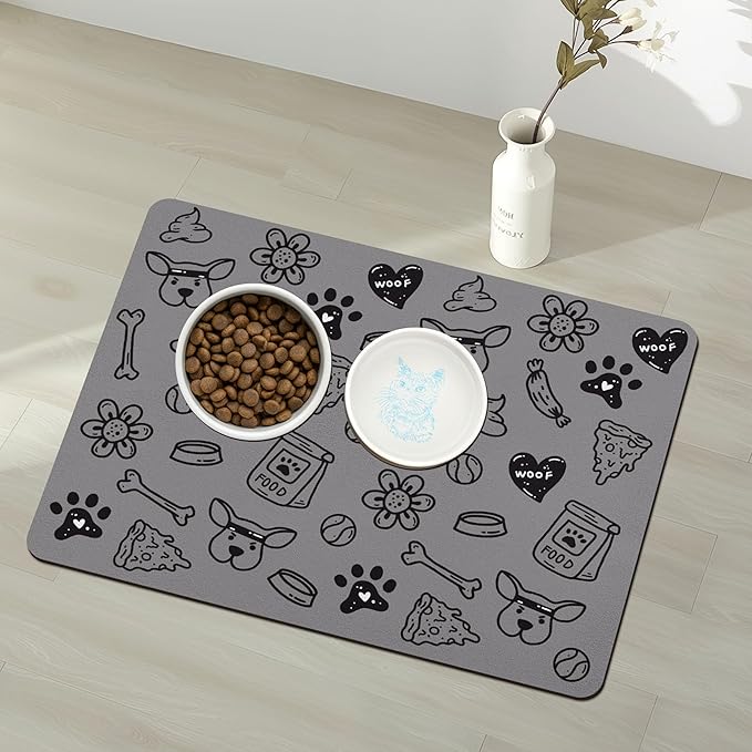Pet Feeding Mat for Floors Waterproof Dog Mat for Food and Water Absorbent Quick Dry Non Slip mat for Cat Bowls