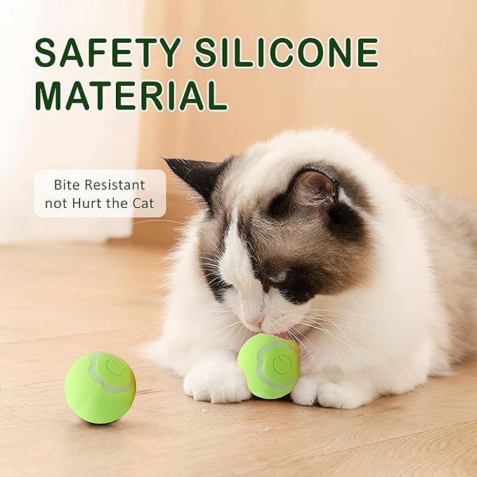 Interactive Cat Ball Toy, Intelligent Cat Toys with LED Lights, Automatic Moving Rolling Ball for Indoor Kitten, Kitten Automatic Toy