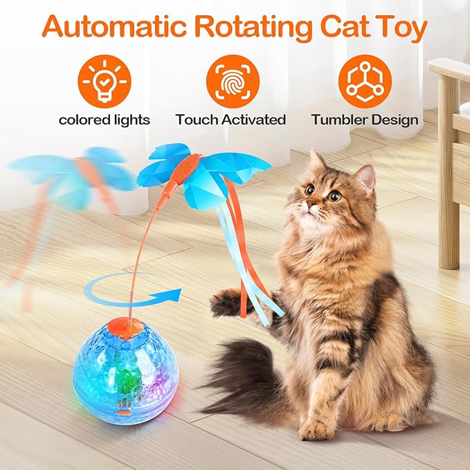 Migipaws Cat Toys, Interactive Cat Toy for Indoor Cats,Upgraded Moving Shadow of Butterfly Feather Project on Cat Tunnel, Cardboard Box Toys, Rechargeable 2.0