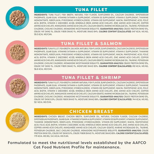 Applaws Vitality Wet Cat Food in Broth, Natural Canned Cat Food, Wet Food for Cats with Added Vitamins and Minerals, Grain Free, Carrageenan Free, Variety Selection in Broth (24 Count, 2.47 oz Cans)