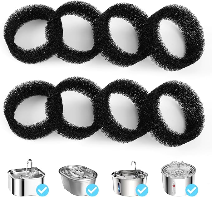 8 Pack Foam Filters Sponge Compatible with SMA-800 Water Pump for Cat Water Fountain, Foam Filter Replacement (8 Sponge) (8 sponge)