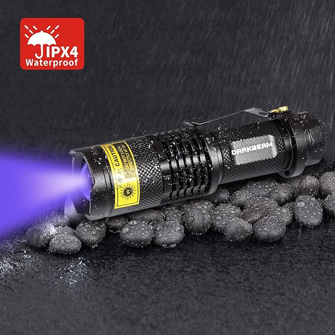 DARKBEAM UV 395nm Flashlight Ultraviolet led Light Blacklight Wood's lamp Portable 400nm Mini Detector for Dog/Cat Urine Pet Stains, Anti-counterfeiting Identification, Resin Curing，2 Pack