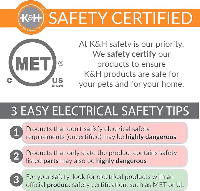 K&H Pet Products Heated Cat Bed for Large Cats, Thermo-Kitty Mod Dream Pod Heated Cat Cave Tent House Bed for Indoor, Warming, Washable Cushion, Waterproof Heater, Safety Listed - 22in Round Tan