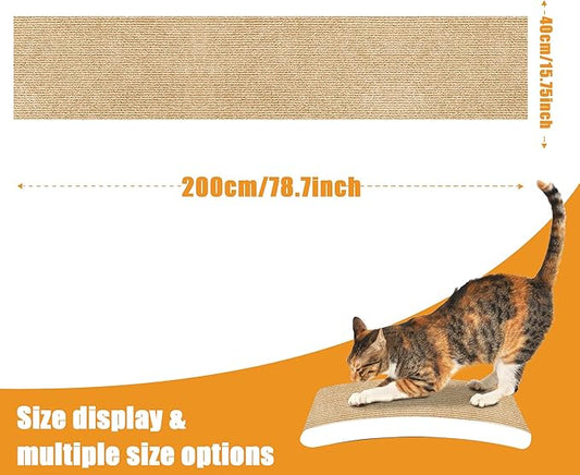 Cat Scratching mat Self-Adhesive, Trimmable Furniture Protector for Couch, Sofa, Wall & Cat Trees - Durable Scratch Pad with Nano Tape, DIY Climbing Carpet for Indoor Cats (Khaki, 78.7"x15.8")