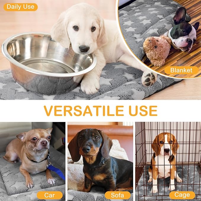 4 Pcs Washable Dog Crate Mat Kennel Pad Replaceable Reversible Pet Bed Pad for Crate Pet, Sleeping Mat for Small, Medium, Large Dog Machine Washable(18 x 24 x 1.6 Inch,Gray)