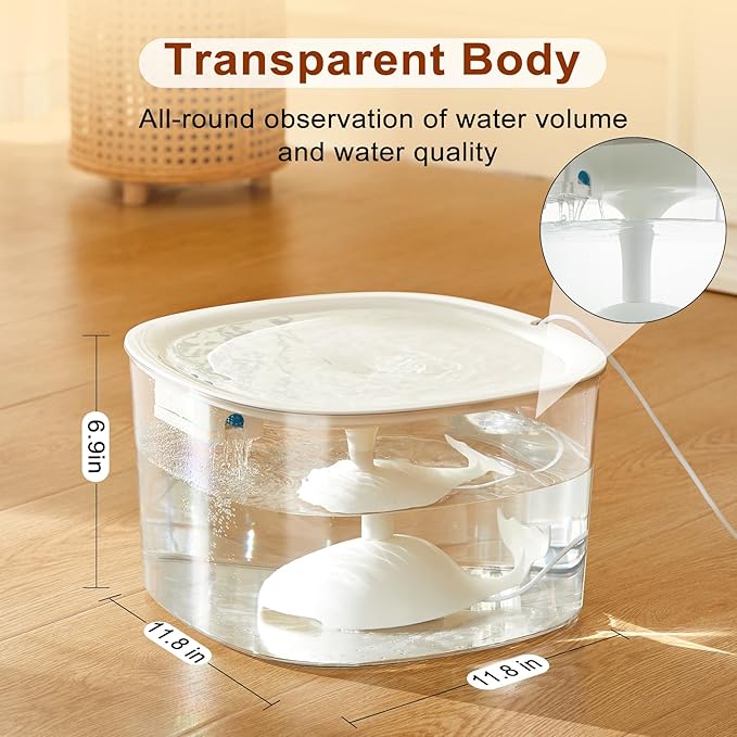 Dog Water Fountain for Medium Large Dogs, 10L/338oz Automatic Cat Water Fountain with Multi-Filtration & Deeper Drinking Area, Ultra-Quiet Dog Water Bowl Dispenser, Great for Multi-Pet Home