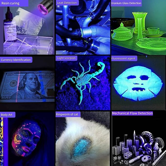 30W 365nm UV Flashlight USB Rechargeable UV Light High Power Black Light Flashlight for Pet Urine Detection, Resin Curing, Minerals, Blood tracking, Scorpion, Rockhounding,Yooperlites,A/C Leak Detect