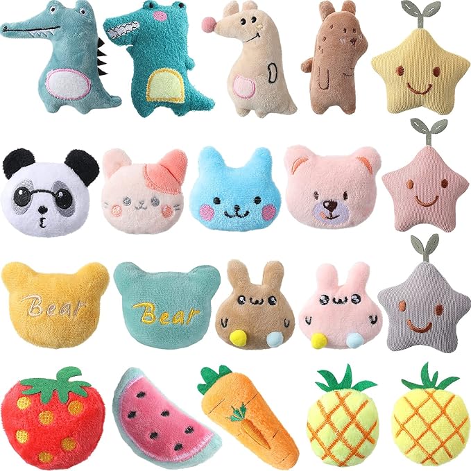 Gejoy 20 Pieces Catnip Toys for Indoor Cat Plush Cat Chew Toys Lovely Kitten Catnip Kitten Entertaining Interactive Kitten Dolls(Lovely)