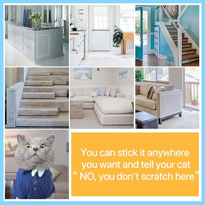 Cat Scratch Furniture Protector: Cat Anti Scratch Tape - Door Protector from Dog Scratching - Clear Training Self Adhesive Tape for Carpet, Sofa, Couch, Door(Transparent, 11.8" x 9.8FT)