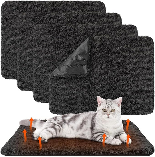 4 Pack Self Warming Cat Bed Indoor Self Heating Dog Cat Pad Washable 16 x 20 Inch Thermal Pet Kennel Pad Crate Bed Mat Reflect Body Heat for Outdoor