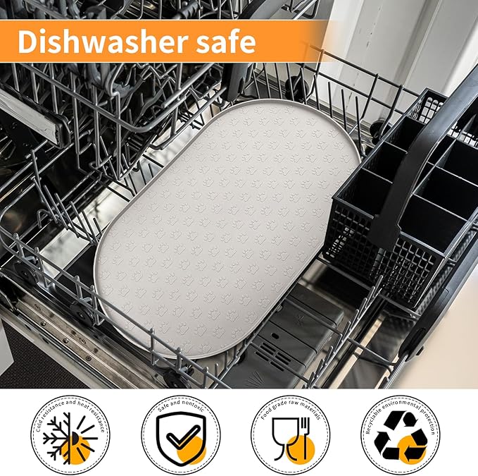 KPWACD Dog Food Mat Anti-Slip Bowl Mats for Food and Water, High-Lips Waterproof Pet Placemat Prevent Messy Spills to Floor, Silicone Puppy Feeding Trays for Large Medium Small Dogs Cats