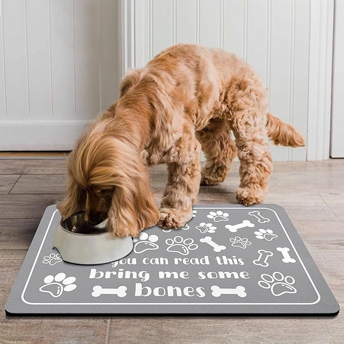 Pet Feeding Mat for Floors Waterproof Dog Mat for Food and Water Absorbent Quick Dry Non Slip mat for Cat Bowls