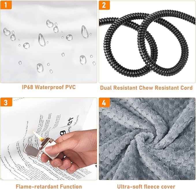 INVENHO Pet Heating Pad for Cats & Dogs, Waterproof, Adjustable Temp with Timer, Electric Pad (L: 35" x 24")