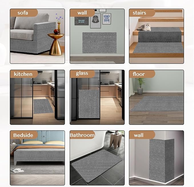 Couch Wall Corner Protector for Indoor Cats, Anti Scratch Furniture Protector from Cats Scratching, Trimmable Climbing Cat Scratcher Pad Mat for Cat Board/Door/Carpet(Khaki, 39.3x15.8In)