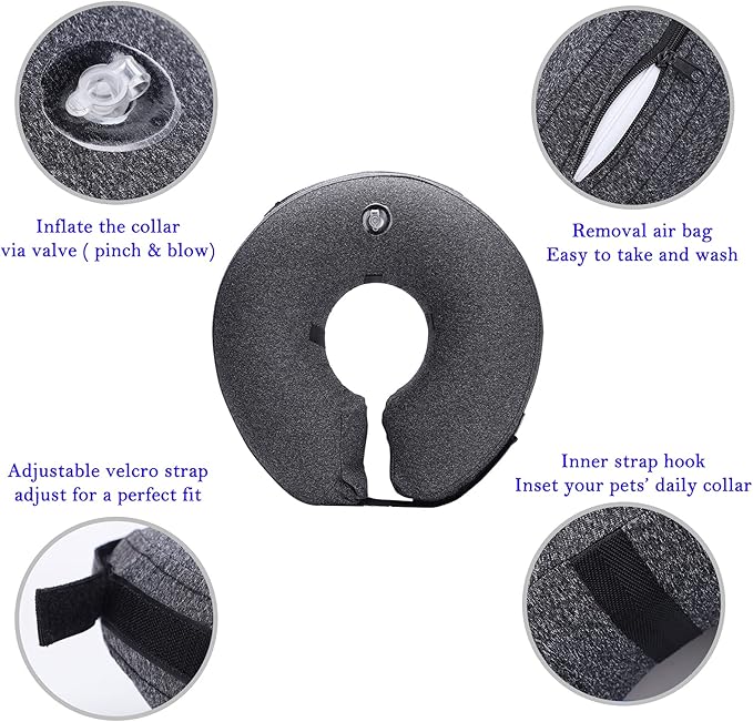 Katoggy Protective Inflatable Recovery Collar, Soft Blow-up Dog Cone Collar, Pet Donut Cone Collar, Comfy Elizabethan Collar After Surgery for Large Dog to Prevent from Biting & Scratching