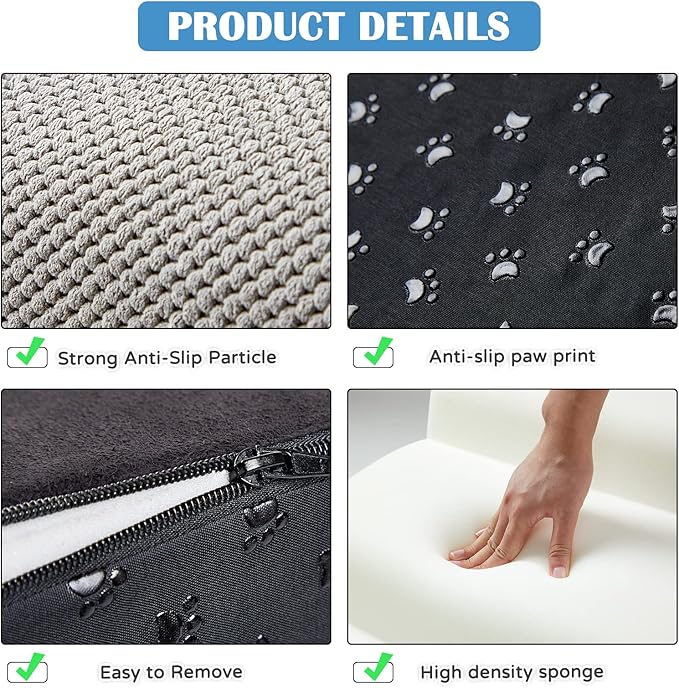 Dog Steps for Bed 24.4" High, Curved 5-Step Dog Stairs for Small Medium Dogs, PetDog Steps for Beds/Couch 22-26 in, Non-Slip Dogs Ramp with 35D High-Density Foam, Grey