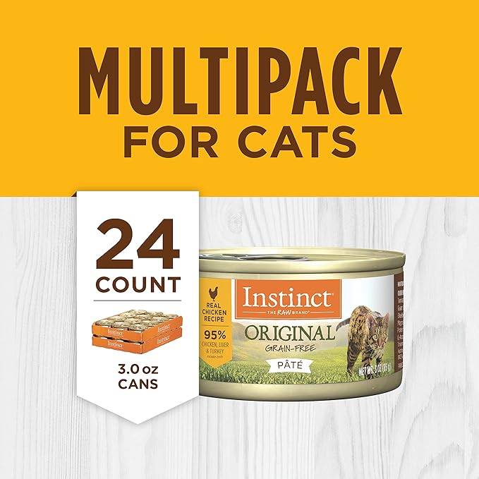 Instinct Original Pate Wet Cat Food, Grain Free Recipe - Real Chicken, 3 oz. Cans (Pack of 24)