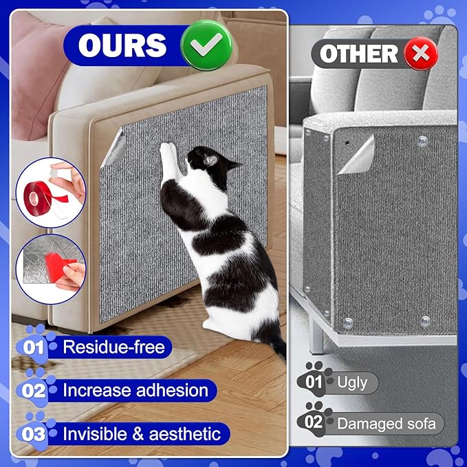23.6x15.8 Couch Wall Corner Protection for Indoor Cats,Anti Scratch Furniture Protector from Cats Scratching,Trimmable Climbing Cat Scratcher Pad Play Mat Easy Use for Cat Board/Door/Carpet