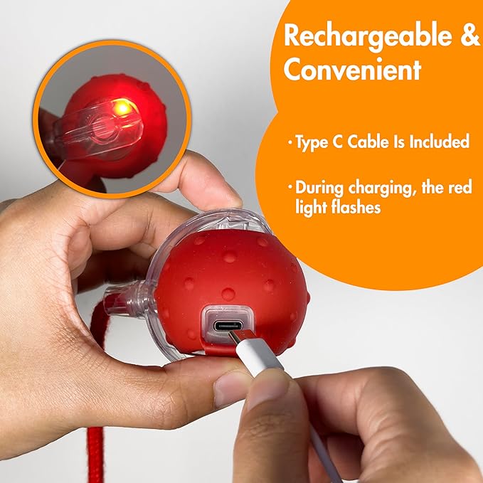 Interactive Cat Toys Ball for Indoor Cats, Automatic Fast Rolling Cats Toys to Keep Them Busy, Chirping & Motion Activated Moving Kitten Toy (Red)