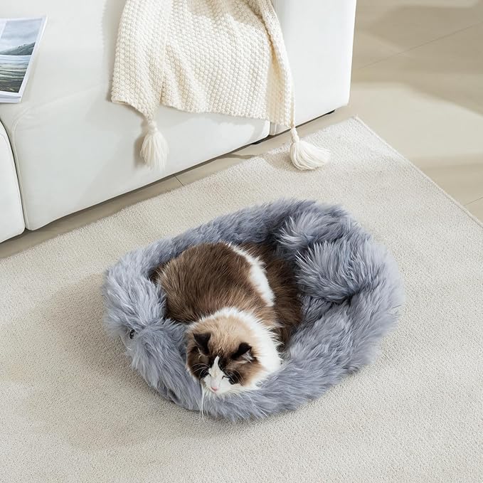 Fluffy Dog Cat Bed Mat 19.6x31.4 inch, Washable Soft Plush Faux Fur Warm Area Puppy Pads Blanket for Indoor Pet Sleep Cushion Grey