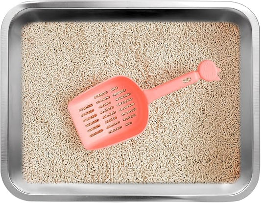 Kichwit Stainless Steel Cat Litter Box, Metal Cat Litter Pan, Kitten Litter Box Tray, Non Stick Smooth Surface (17.5" L x 13.5" W x 6" H)