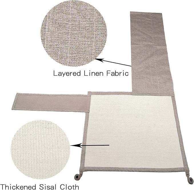 Cat Scratcher Couch- Natural Sisal Furniture Protection from Cats - Corner cat Scratcher for Couch,Chair,Sofa - Easy Installation (Khaki Sofa Left armrest)