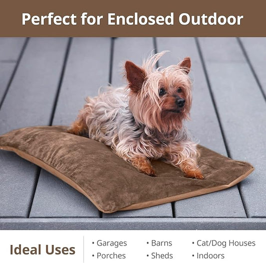 Outdoor Heated Cat Bed, Soft Pet Heating Pad with Steel-Wrapped Cord, Outside Pet Warmer for Feral Cats and Dogs, 19.7" x 15.7", 40 Watts