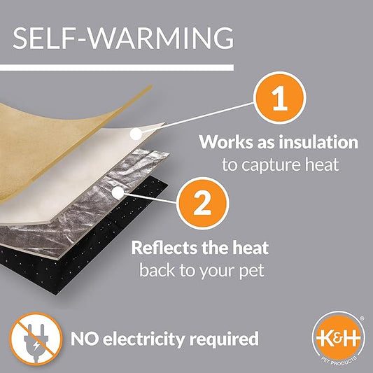 K&H Pet Products Self-Warming Dog Crate Bed, Machine Washable Dog Crate Mat, Tan X-Small 14 X 22 Inches (Pack of 2)