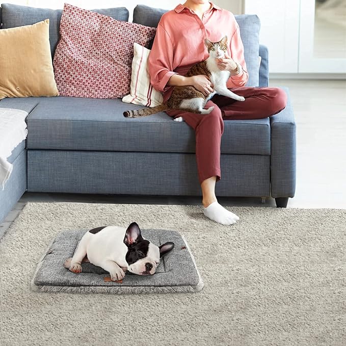 Cat Bed Small Dog Bed, Self Warming Cat Beds Self Heating Cat Dog Mat, Extra Warm Thermal Pet Pad for Indoor Outdoor Pets, Calming Dog Crate Bed Pet Cushion, 23.6x19.7inch