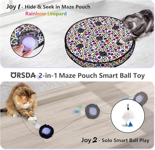ORSDA Cat Toys, Interactive Activated Moving Ball in 7 Holes Mat, Automatic Fast Rolling Ball, Hide and Seek Toys for Indoor Cats, Exercise Kicker Mouse Catching Game