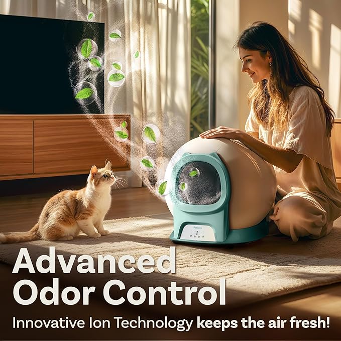 Self Cleaning Litter Box with Auto Safety Sensors for Multiple Cats - Automatic Cat Litter Box Self-Cleaning - Covered Odor Removal with APP Control - Compatible On All WiFi - Electric Robot