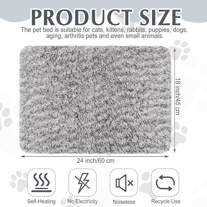 4 Pack Self Warming Cat Bed Indoor Self Heating Dog Cat Pad Washable 16 x 20 Inch Thermal Pet Kennel Pad Crate Bed Mat Reflect Body Heat for Outdoor(18 x 24Inch,Gray)