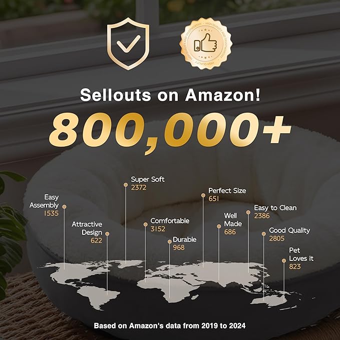 Love's cabin Round Donut Cat and Dog Cushion Bed, 30in Pet Bed for Medium or Large Dogs, Anti-Slip & Water-Resistant Bottom, Soft Durable Fabric Pet beds, Washable Calming Cat Bed Dark Grey