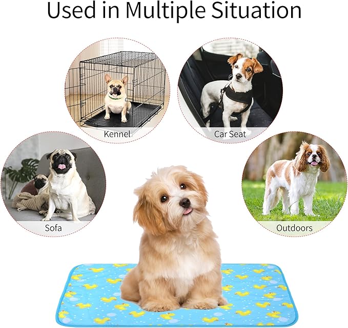 NACOCO Summer Pet Cooling Mat - Cat Dog Cushion Pad Sleeping Cool Ducks Comfortable Soft for Pets Kids and Adults (Blue Duck, M)