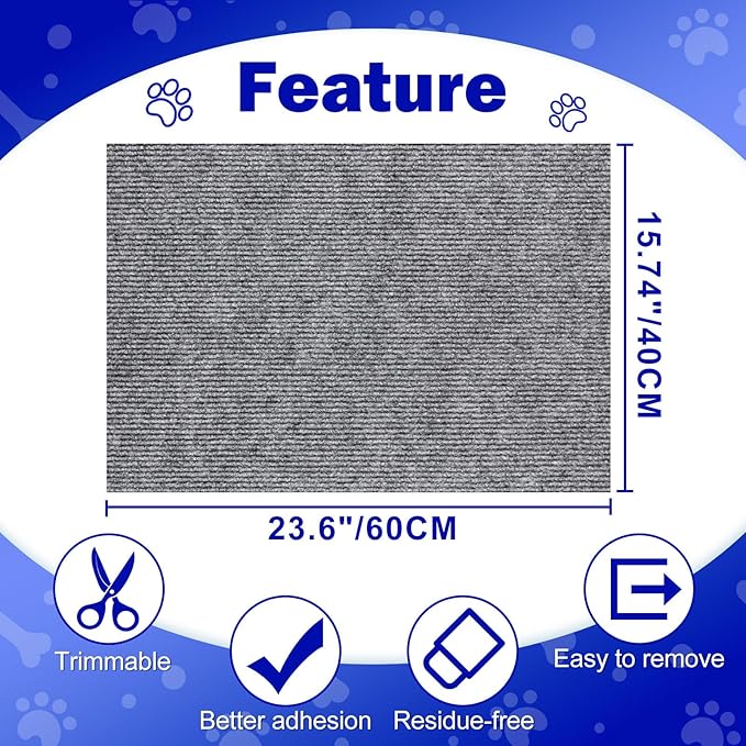 23.6x15.8 Couch Wall Corner Protection for Indoor Cats,Anti Scratch Furniture Protector from Cats Scratching,Trimmable Climbing Cat Scratcher Pad Play Mat Easy Use for Cat Board/Door/Carpet