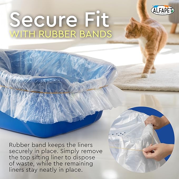 Alfapet Original Sifting Cat Litter Box Liners - Extra Giant 20 Count - Tear-Resistant Cat Litter Bags - Waterproof Kitty Litter Liners - Fits Almost All Litterbox Pan Sizes, 40" x 38", 30 lb Capacity