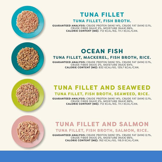 Applaws Natural Wet Cat Food in Broth, Limited Ingredient Canned Wet Cat Food, No Additives, Made with Natural Ingredients, Fish Selection in Broth Cans (20 x 5.5 oz Cans)