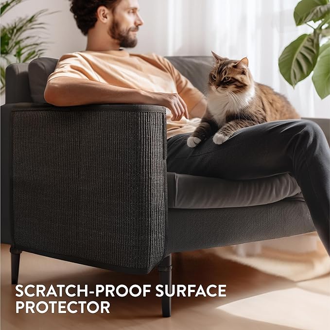 Navaris Cat Scratch Mat Sofa Protector - Natural Sisal Furniture Protector Scratching Pad for Cats - Scratch Carpet for Couch, Sofa, Chair - Right