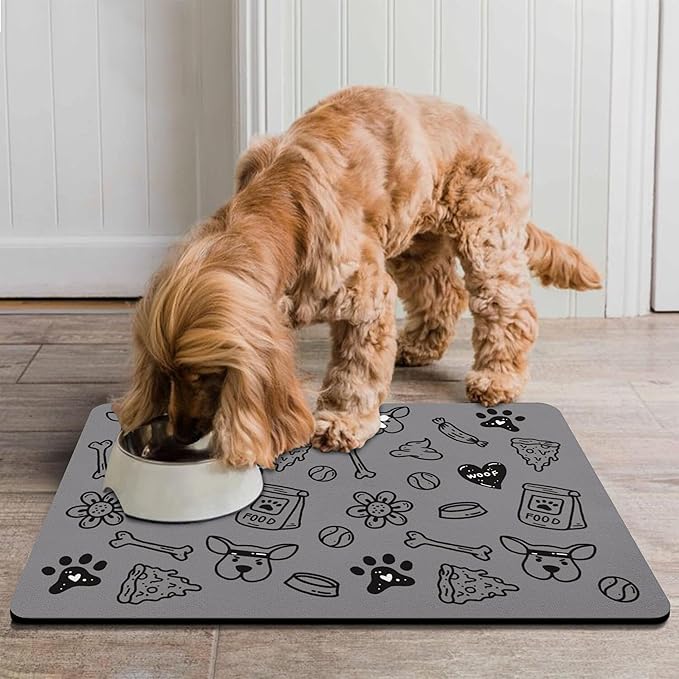 Pet Feeding Mat for Floors Waterproof Dog Mat for Food and Water Absorbent Quick Dry Non Slip mat for Cat Bowls