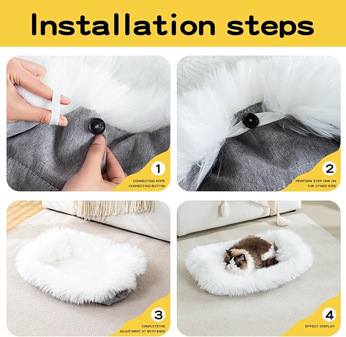 Fluffy Dog Cat Bed Mat 19.6x31.4 inch, Washable Soft Plush Faux Fur Warm Area Puppy Pads Blanket for Indoor Pet Sleep Cushion White