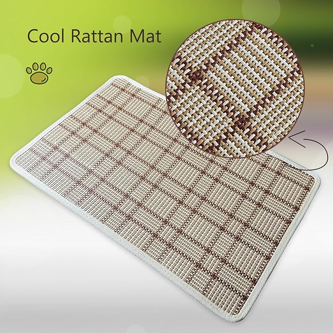 Replacement Pad for Dog Carrier Cat Carrier Pet Carrier, Plush and Rattan Mats, Double-Sided, Dog Bed Mat Crate Mat Kennel Pad 2-Pack 17" * 11"