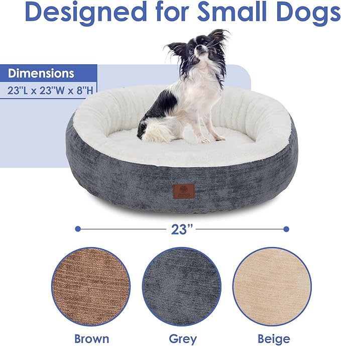 AMERICAN KENNEL CLUB 25" Mason Fabric Round Pet Bed - Stylish Washable Dog Bed with Non-Slip Bottom, Plush Sleeping Surface - for Cats, Medium Breeds